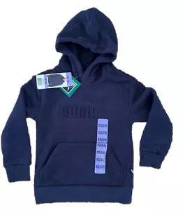 Puma Boys Size XS(5/6) Fleece Pullover Hoodie Sweatshirt Navy - Picture 1 of 6