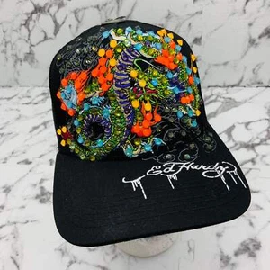 Sombrero de camionero Ed Hardy Dragons negro | diamantes de imitación multicolor para hombre nuevo con etiquetas - Imagen 1 de 6