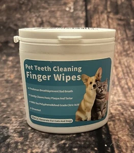 Dog /Cat Teeth Cleaning Wipes, Pet Dental Finger Wipes 50 Count (Pack of 1) - Picture 1 of 6
