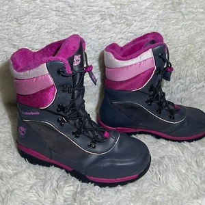Timberland Girls ThermoLite Genuine Leather Waterproof Winter Boots Size 7 Pink - Picture 1 of 12
