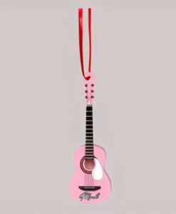 Mini Christmas Guitar Ornament Hanging Christmas Tree Decoration Pink - Picture 1 of 2
