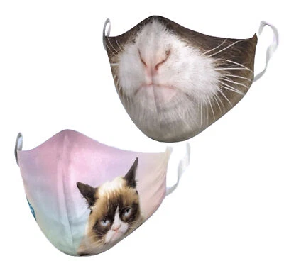 Grumpy Cat 2 упаковки смешной мем лицо маска хлопок вирусный набор лот защитная маска для лица - Изображение 1 из 4