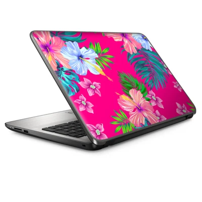 Envoltura de revestimiento universal para computadora portátil de 13 pulgadas - flores de hibisco de neón rosa Foto 1 de 4