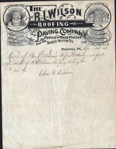 LETTERHEAD:  R. L. WILSON ROOFING AND PAVING CO, READING , PA., 1904 RECEIPT