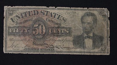 1863 50¢ Cent Fourth Issue Fractional Currency Lincoln Portrait Civil War Era US - Image 1 of 2