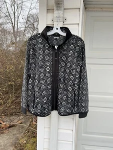 NWT Talbots Soft & Cozy Black White Snowflakes Jacket With Pockets 3X 22W 24W - Picture 1 of 7