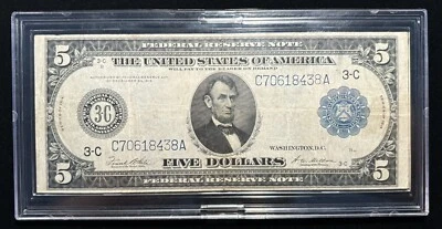 Fr. 855a 1914 $5 Five Dollars Federal Reserve Note Philadelphia - Image 1 of 2