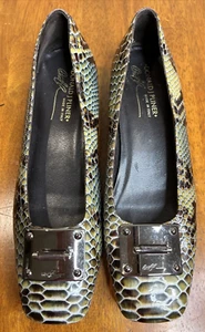 Donald J Pliner Womens Python Snakeskin Print Leather Flats, Size 7 1/2 Italy - Picture 1 of 14