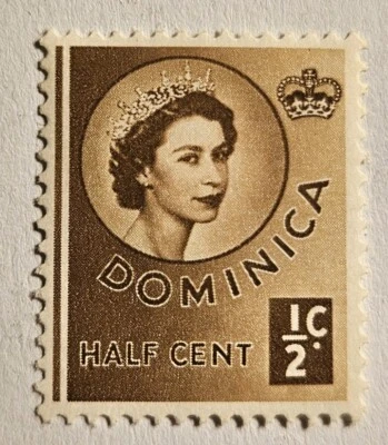 Dominica Británica, 1954, Scott #140?, QEII, 1/2 centavo, sello único como nuevo MNH@ Foto 1 de 3
