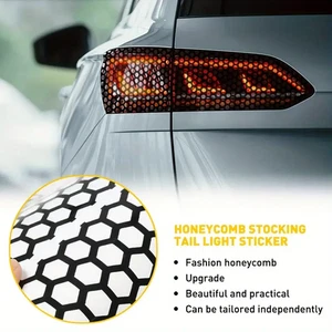 Fashion Honeycomb Car Tail Light Sticker Cuttable Compatible with Ford Mustang - Foto 1 di 11