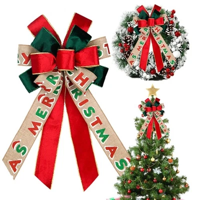 Arco de Navidad grande de terciopelo rojo verde para corona, valla de pared decoración de fiesta Foto 1 de 4