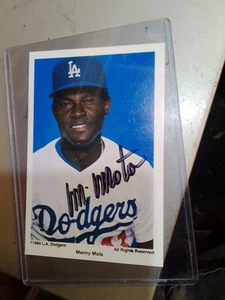 1984 Los Angeles Dodgers Manny Mota Signed Autographed Color Baseball Postcard - Picture 1 of 4
