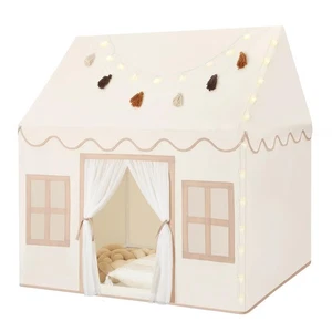 Kids Play Tent Indoor: with Mat, Tassel Garland, Star Lights - Toddler Girl T... - Picture 1 of 8