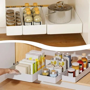 Pull Out Cabinet Organizer Slide Out Drawer Storage Shelves Extendable Kitchen - Picture 1 of 26