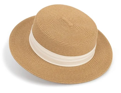 Top plano de paja Sun-Boater-Sombrero para hombre mujer, ala ancha paja-Panamá-Verano-Sombrero... Foto 1 de 4