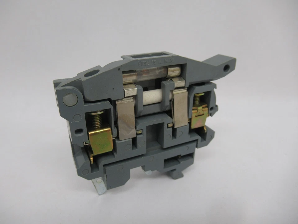 Entrelec M10/13 Blue Fused Terminal Block DIN Compression Clamp w/LED USED - Image 1 of 3