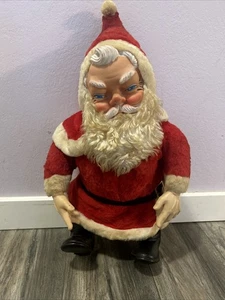 Vintage 1950er My Toy Weihnachtsmann Weihnachten Plüsch 24 Zoll Größe Rushton-Stil Gummi Gesicht - Bild 1 von 15