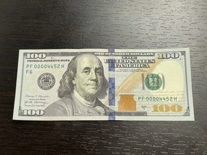 2017A Series $100 Dollar Bill Low Serial Number Fancy - 00004452 Rare! - Picture 1 of 6