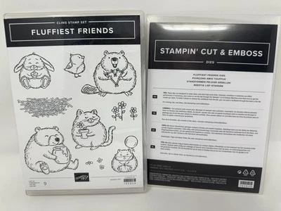 Stampin’ Up! Juego de estampillas y troqueles Fluffiest Friends paquete 162846 Beaver Cat Bunny Foto 1 de 4