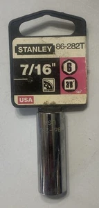 Stanley 86-282T 7/16 6 Point 3/8 Drive Deep Well Made In USA - Foto 1 di 2
