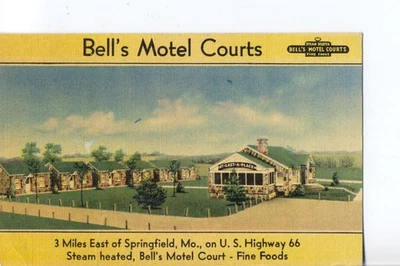 Bells Motel Courts, U.S. Hwy. 66, Springfield, Mo. Postal de Missouri Route 66 Foto 1 de 2