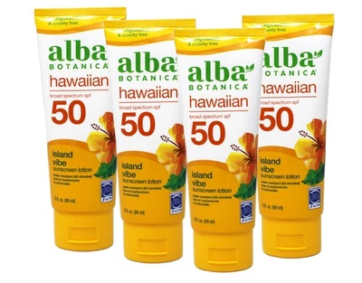 Alba Botanica Hawaiian Sunscreen Lotion SPF 50, Island Vibe, 3 fl oz - 4 Pack - Image 1 of 2