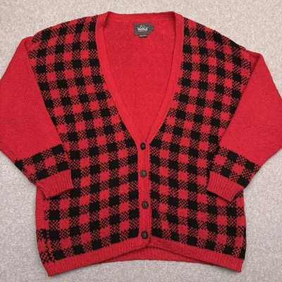 Cárdigan Suéter Woolrich De Colección Para Hombre L Rojo Cuadros Búfalo Algodón Hecho en EE. UU. Foto 1 de 4