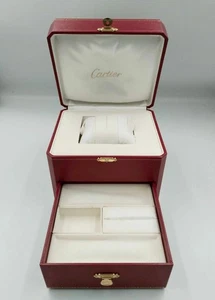 Auténtica Caja Reloj Cartier COWA0045 CAJA DE PRESENTACIÓN Caja Roja Folleto USADO - Imagen 1 de 21
