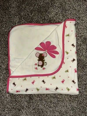 HTF Gymboree Little Field Mouse& Flower Reversible Cotton Baby Blanket 2007 - Image 1 of 4