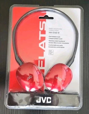 JVC HA-S160R Flat & Foldable Lightweight On-Ear Stereo Headphones RED NEW - Image 1 of 2