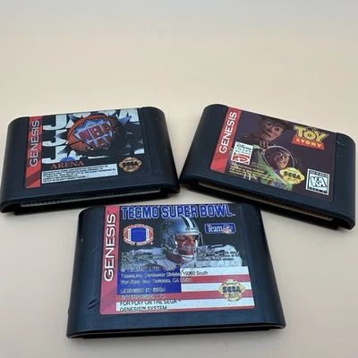 Lot of 3 Sega Genesis Games - Toy Story, NBA Jam, Tecmo Super Bowl - Untested - Image 1 of 4