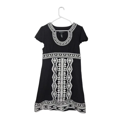 INC Petite Embroidery Black Flutter Short Sleeve Knit Dress Size Medium Stretch - Image 1 of 4