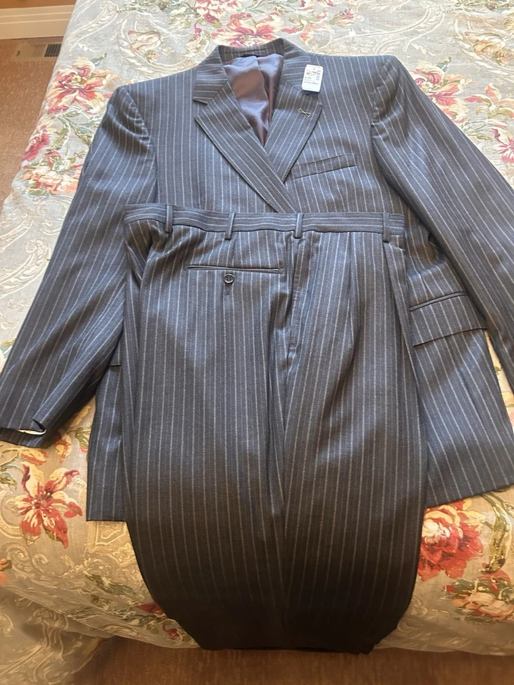 Traje Jos A Bank Signature Oro Gordon Gris Rayas 100% Lana 44S W39 (44R) Foto 1 de 4