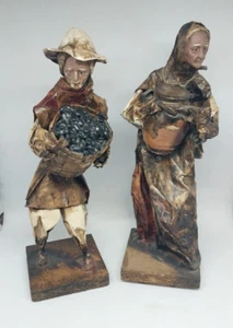 VTG Mexican Folk Art Paper Mache Sculpture Figurines Village People - Picture 1 of 11