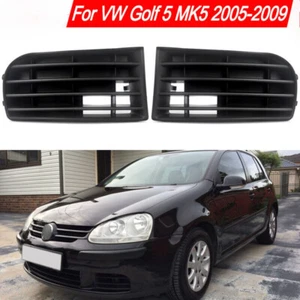 For VW Golf 5 A5 MK5 Rabbit 2005-2009 Black Front Bumper Fog Light Grille Cover - Picture 1 of 14