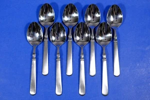 8 x Cuisinart Oxford Frost Handle Stainless Oval Soup Spoons 7 3/8” - Picture 1 of 2