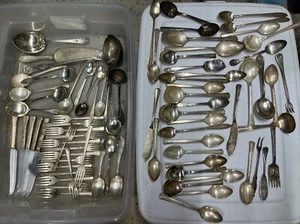 HUGE LOT Of 80 Mixed Vintage Silver Plate Silverware Flatware. Read Description - Picture 1 of 11