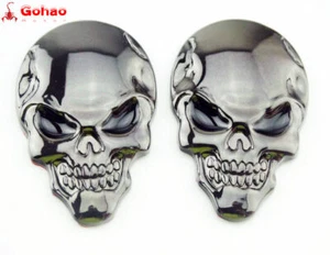Juego de calcomanías calcomanías emblemas calavera 3D metal motocicleta tanque de gasolina carenado pistola negro - Imagen 1 de 6