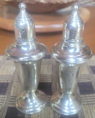 Empire Sterling Silver Weighted Salt & Pepper Shakers #241 Glass Inserts 5” • 51.49$
