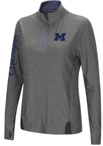 Michigan Wolverines Women's Charcoal Slim Fit Vizzini 1/4 Zip Pullover Shirt - Picture 1 of 6