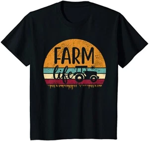 Retro Vintage Farm Life Farming Tractor Family Farmer Youth Unisex T-shirt - Picture 1 of 3