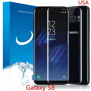 CURVED CLEAR Full Cover Temper Glass Screen Protector For SAMSUNG GALAXY S8 USA - Picture 1 of 8