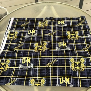 Michigan Wolverines Form Plaid Cotton Fabric 1/2 Yard 43/44" - Picture 1 of 4