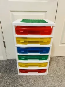 IRIS LEGO Blocco Costruzioni 6 Contenitori Torre Cassetti Pattumiera Organizer - Foto 1 di 8