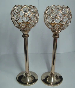 Large Stunning Tea light Candle Holders Crystal Glass Effect,Wedding,Xmas TLight - Picture 1 of 4