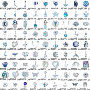 VOROCO Fashion 925 Silver Charms Blue Style DIY Bead Fit Bracelet Necklace Women