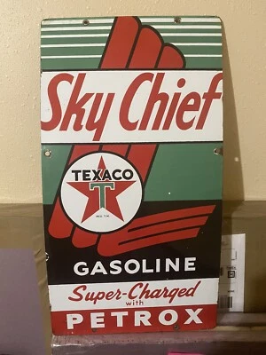 Letrero de porcelana Texaco Sky Chief 1958 Foto 1 de 4