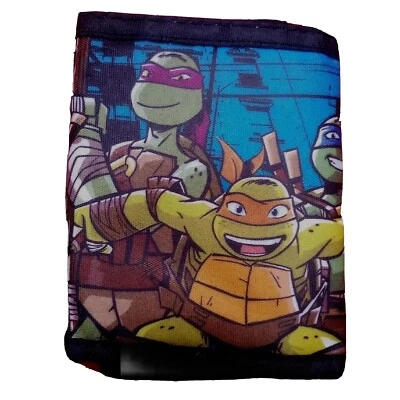 Cartera Tortugas Ninja Adolescentes Mutantes Dibujos Animados Nickelodeon Negra Triple Pliegue Identificación TMNT Foto 1 de 4