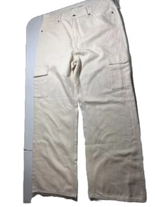 NWT Extra High-Waisted Sky-Hi Wide-Leg Cargo Jeans Ivory Ecru Old Navy (38x31.5" - Picture 1 of 13
