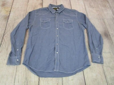 VTG Duke's Bark Grey Blue Pearl Snap Western Long Sleeve Shirt Men's Large - Image 1 of 4